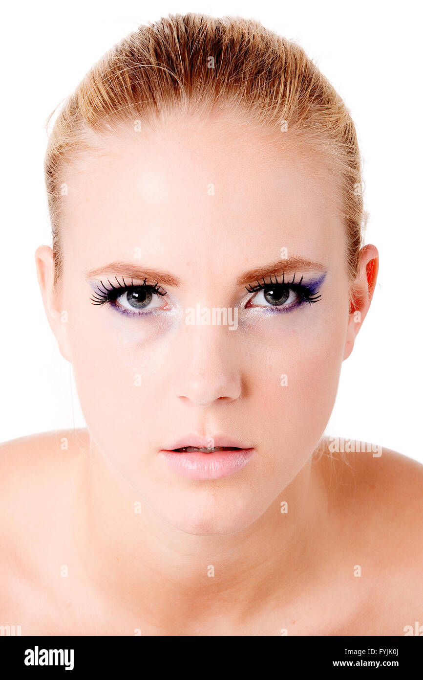 Konzentrieren Sie sich und schauen tief in meine Augen Stockfoto