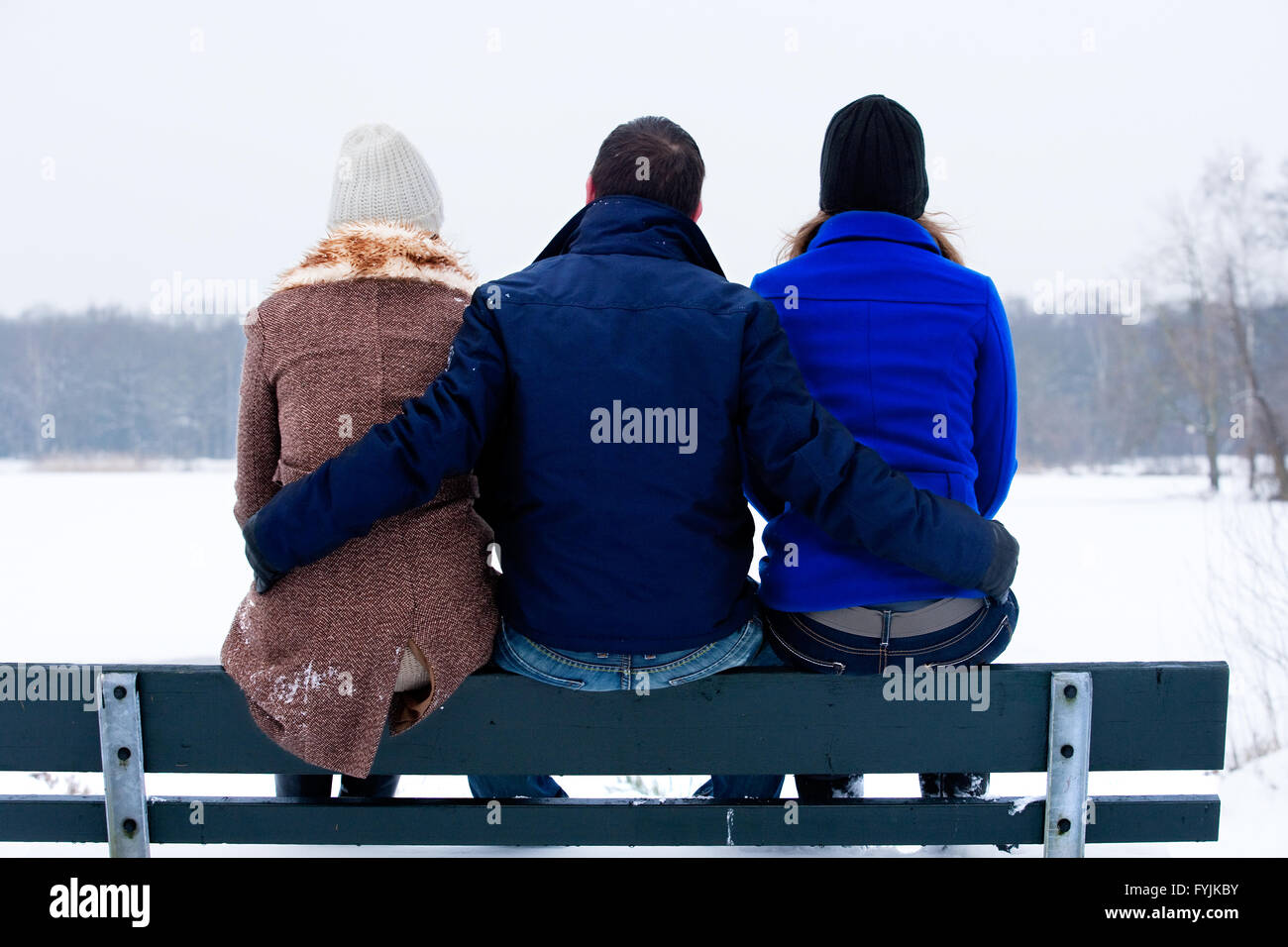mich und meine Freundinnen im Winter Stockfoto
