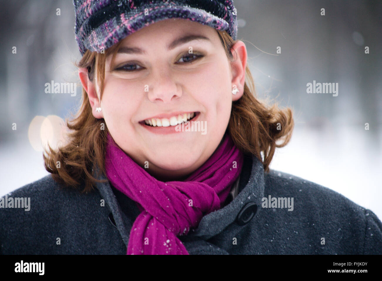 Frauenporträt Winter Stockfoto
