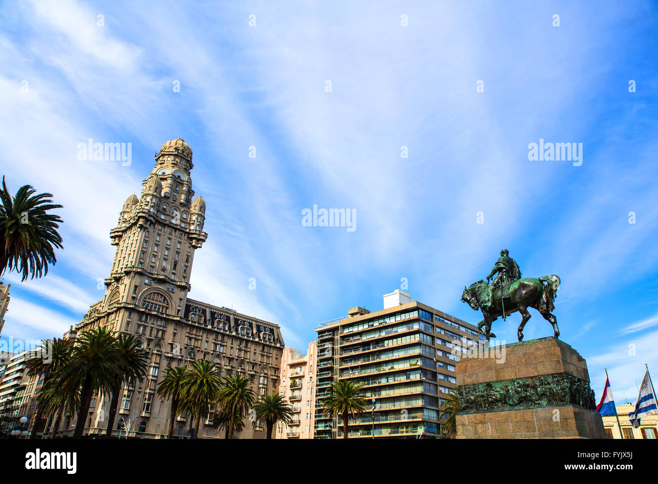 Blick über die Plaza Independencia in Montevideo Stockfoto