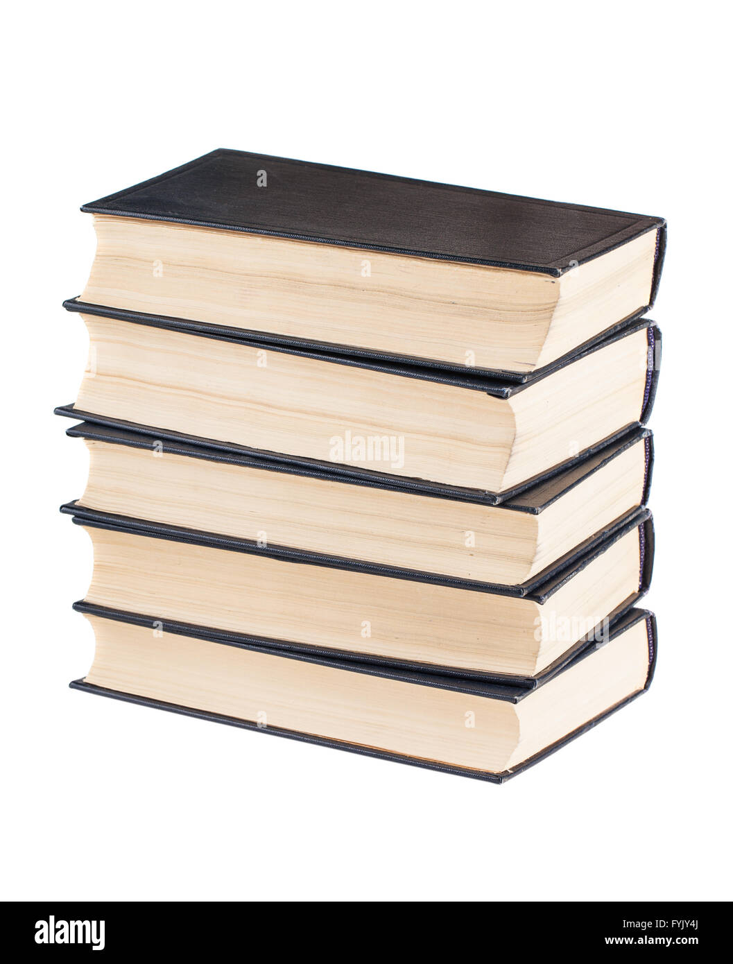 Schwarze Abdeckung Bücherstapel Stockfoto