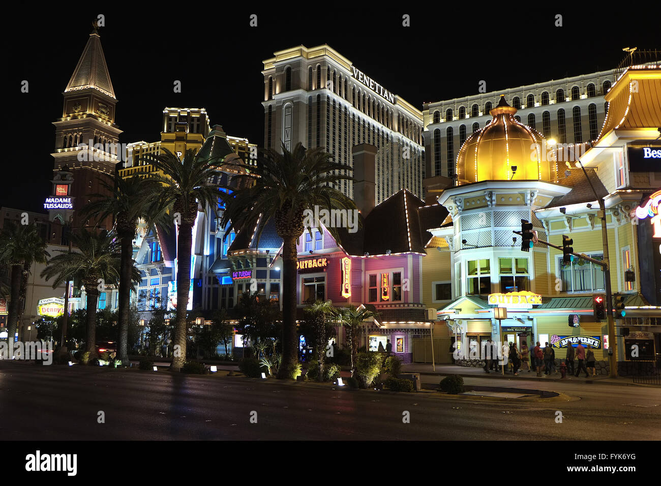 Las Vegas Boulevard, Nachtaufnahme Stockfoto