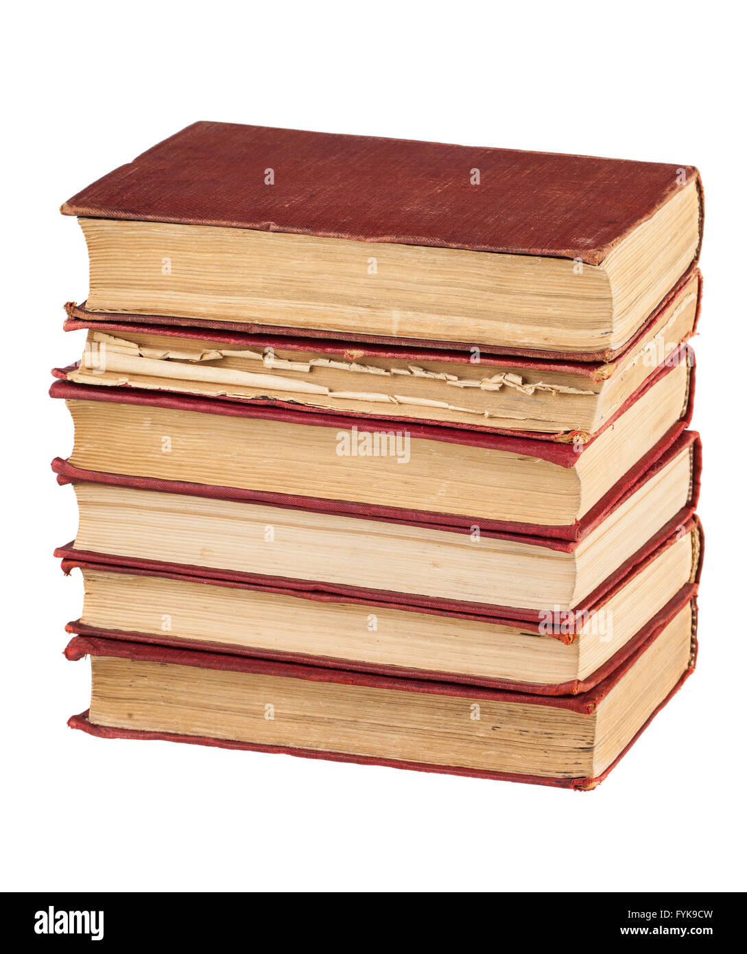 Bücherstapel roter Deckel Stockfoto