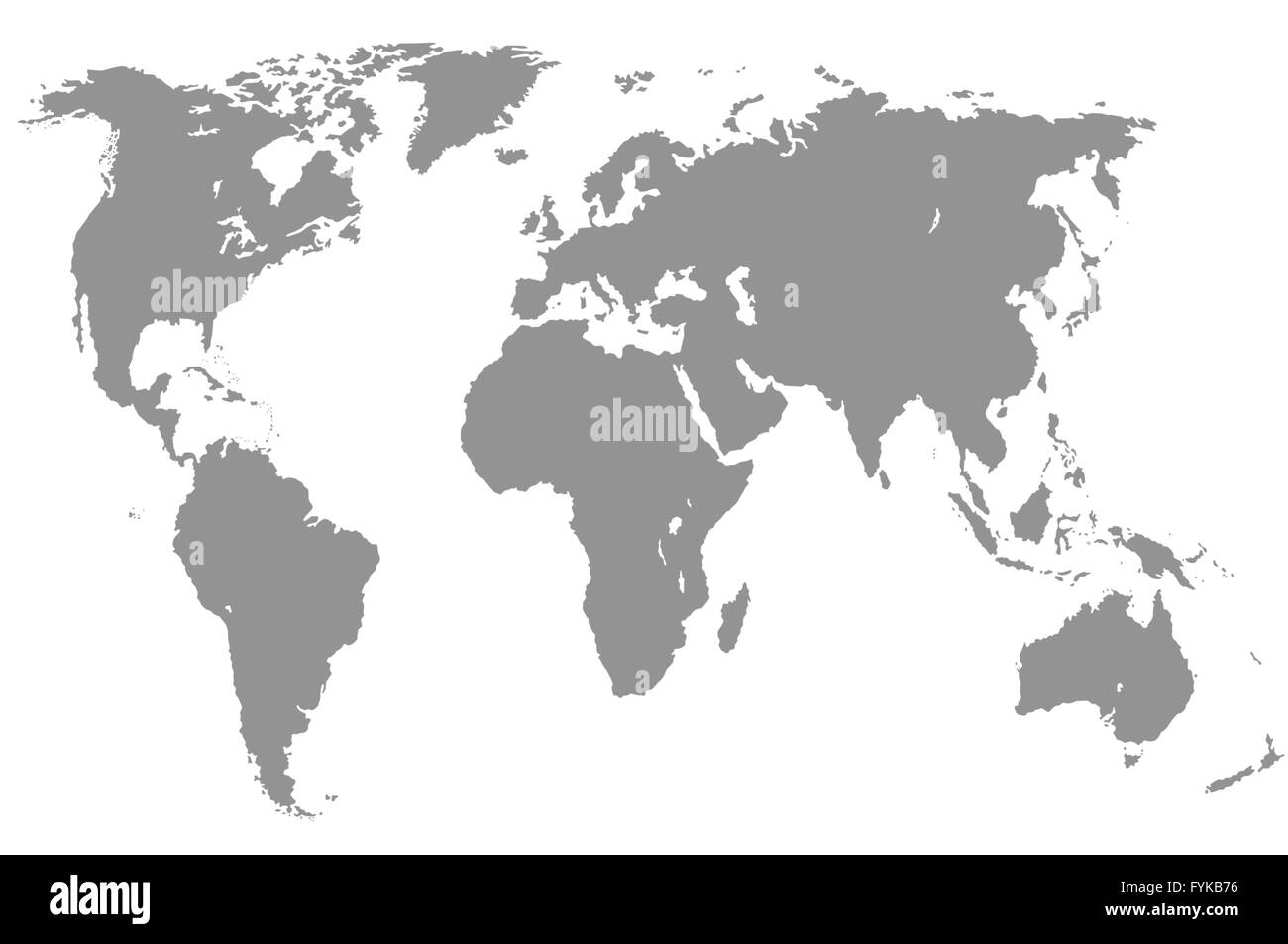 graue Weltkarte, isoliert Stockfoto
