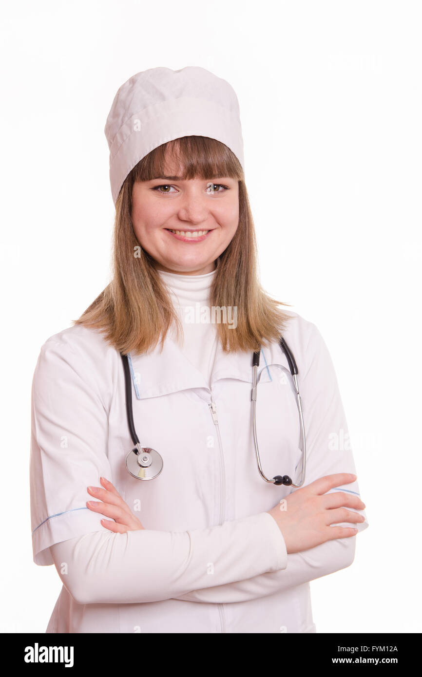 Porträt eines medizinischen Offizier in Uniform mit Stethoskop Stockfoto