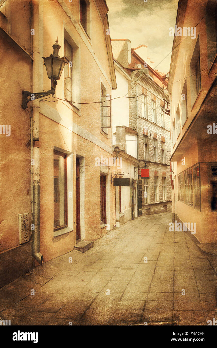 Retro-Stil Bild der alten europäischen Straße Stockfoto