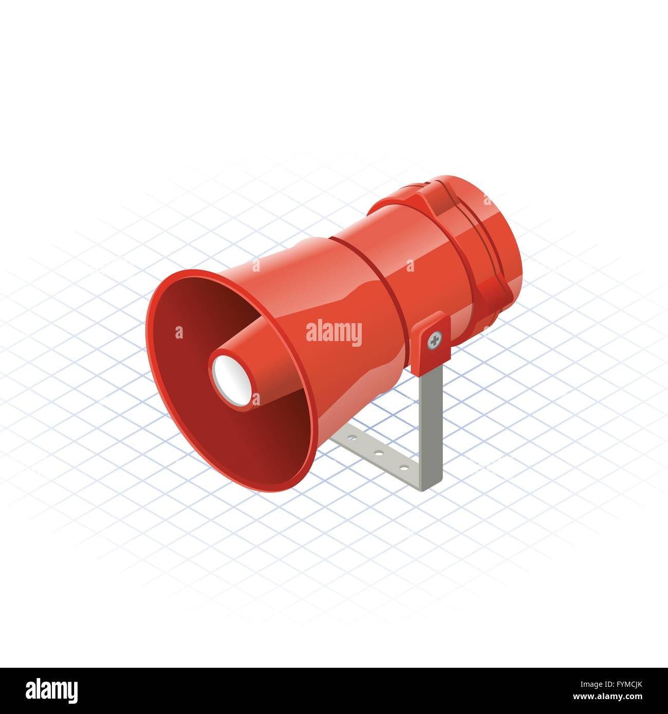 Isometrische Lautsprecher Horn solidere Alarm eine Sicherheit-Ausrüstung-Vektor-Illustration Stock Vektor