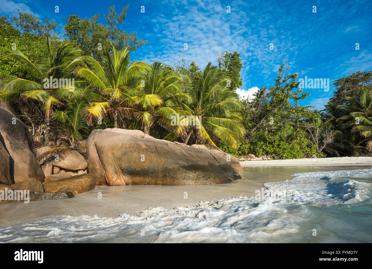 Tropische Insel Strand Anse Lazio, Praslin, Seychellen Stockfoto