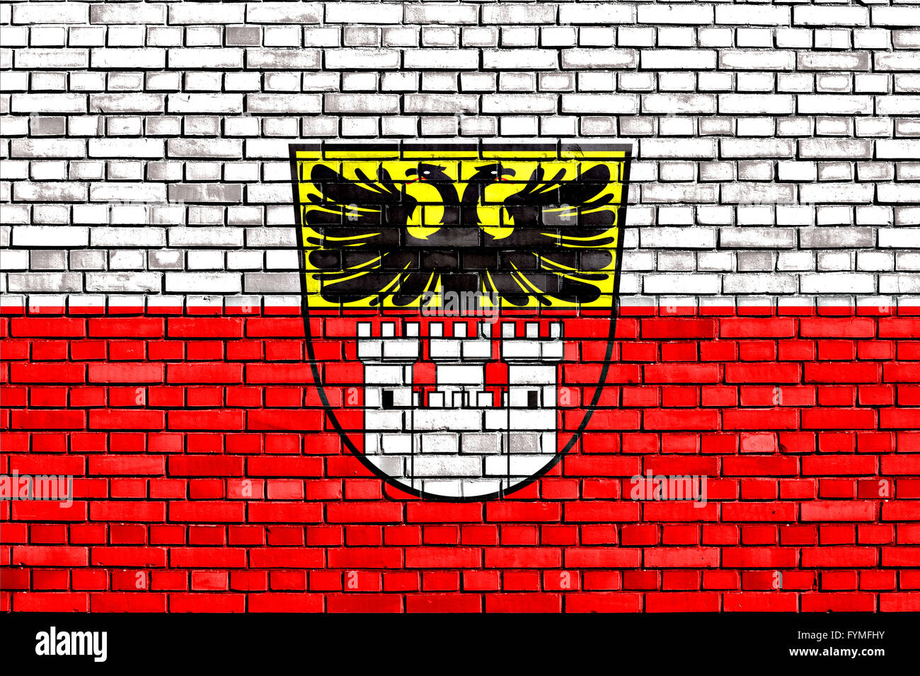 Flagge von Duisburg auf Mauer gemalt Stockfoto