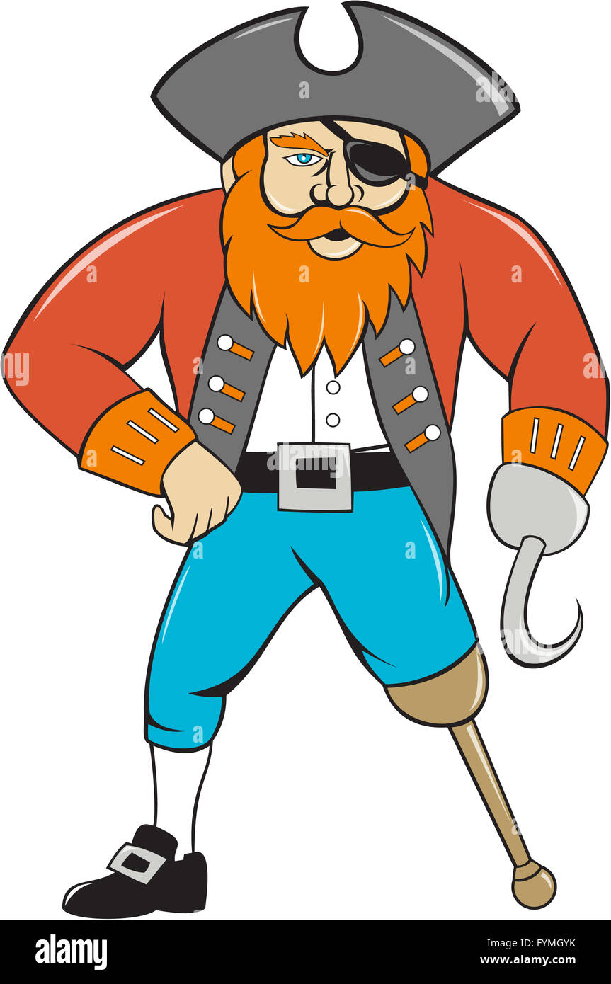 Captain Hook Piraten Holzbein Cartoon Stockfoto
