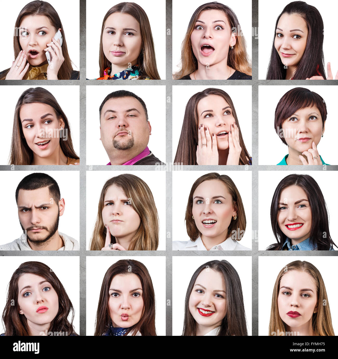 Collage von Frau verschiedene Emotionen Stockfoto