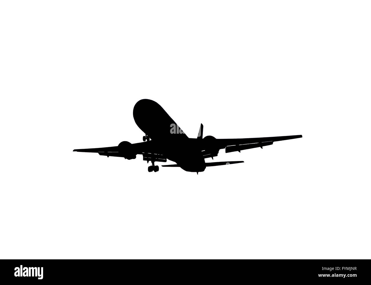 Silhouette Flugzeug isoliert auf weißem Hintergrund Stockfoto