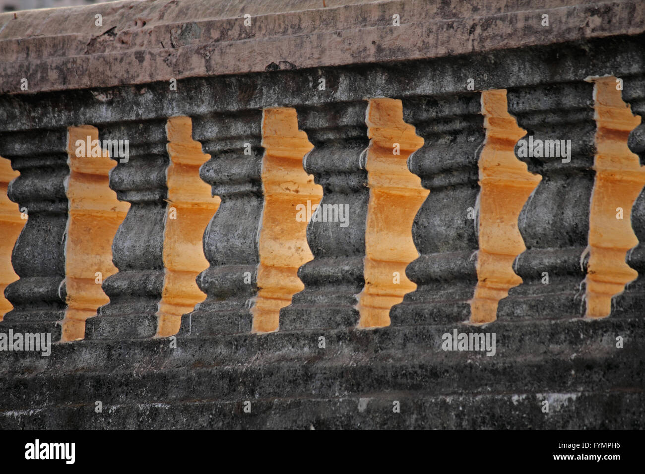 Stein-Balustrade, Geländer, Indien Stockfoto