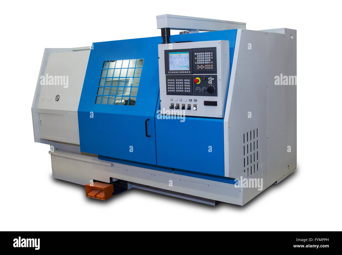 Metallbearbeitung-Drehmaschine mit einem Schutzgehäuse Stockfoto