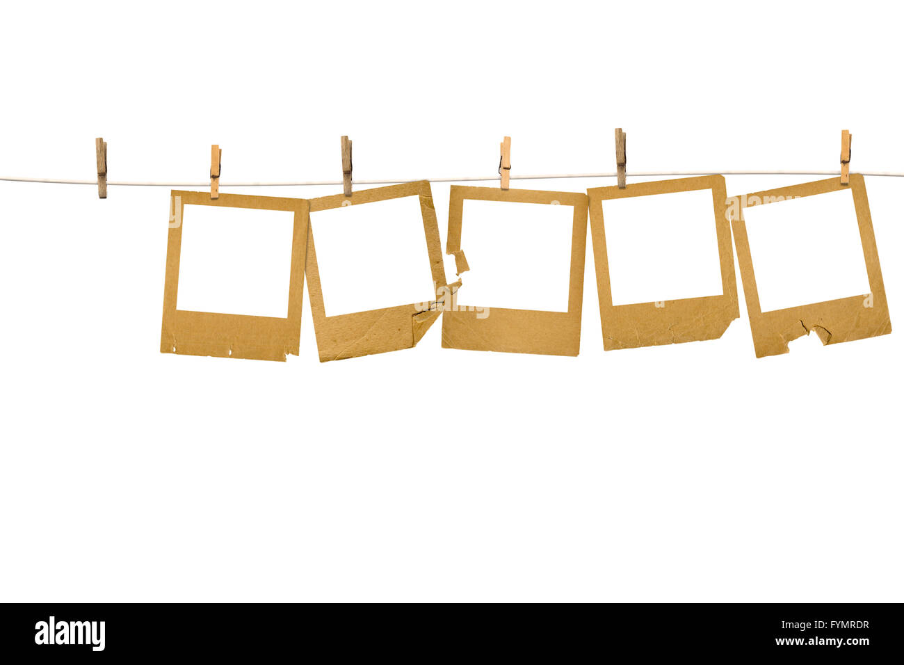 Alten Fotorahmen hängen in der Zeile Stockfoto