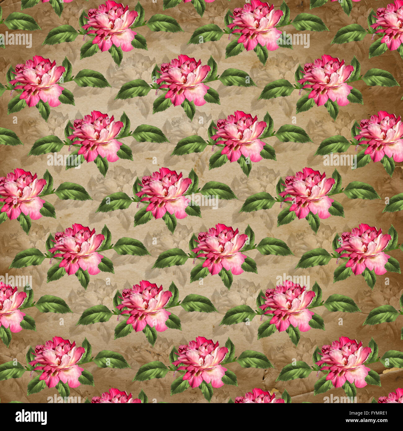 Grunge Vintage-Hintergrund mit Blumen Design Stockfoto