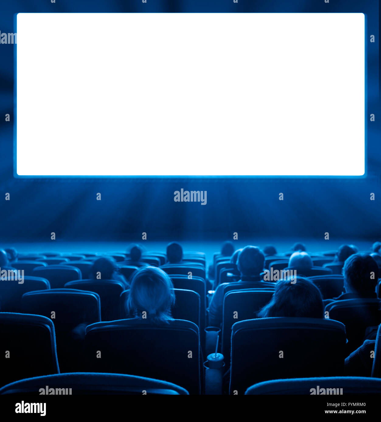 Zuschauer im Film Theater, blaue Tönung Stockfoto