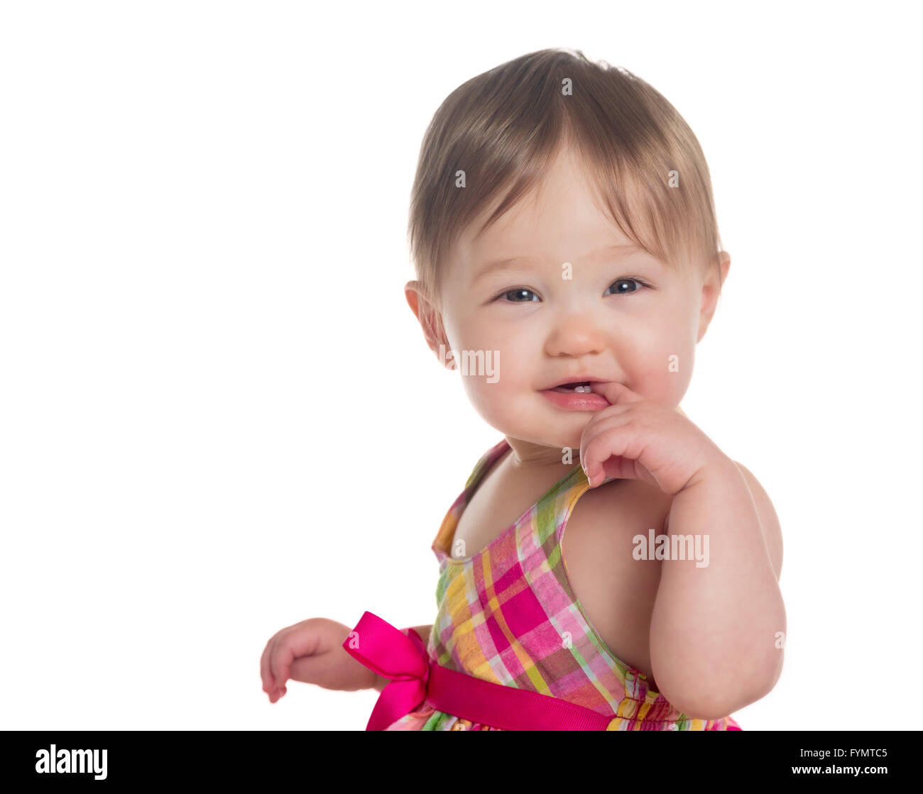 Kopf und Schultern Porträt des kaukasischen Babymädchen Stockfoto