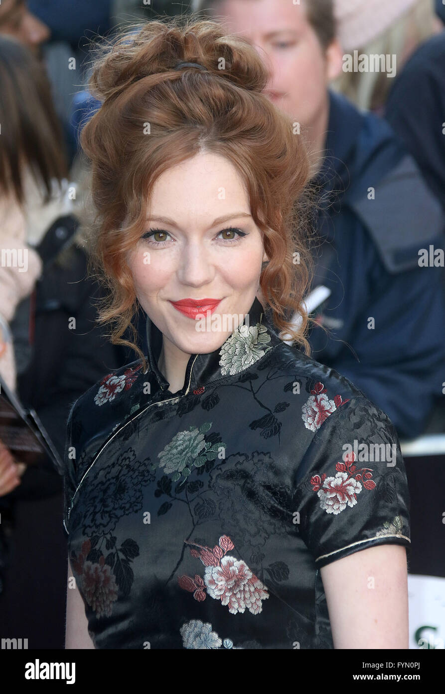 20. März 2016 - Charlotte Spencer Teilnahme an "Jameson Empire Awards 2016" im Grosvenor House Hotel in London, Vereinigtes Königreich. Stockfoto