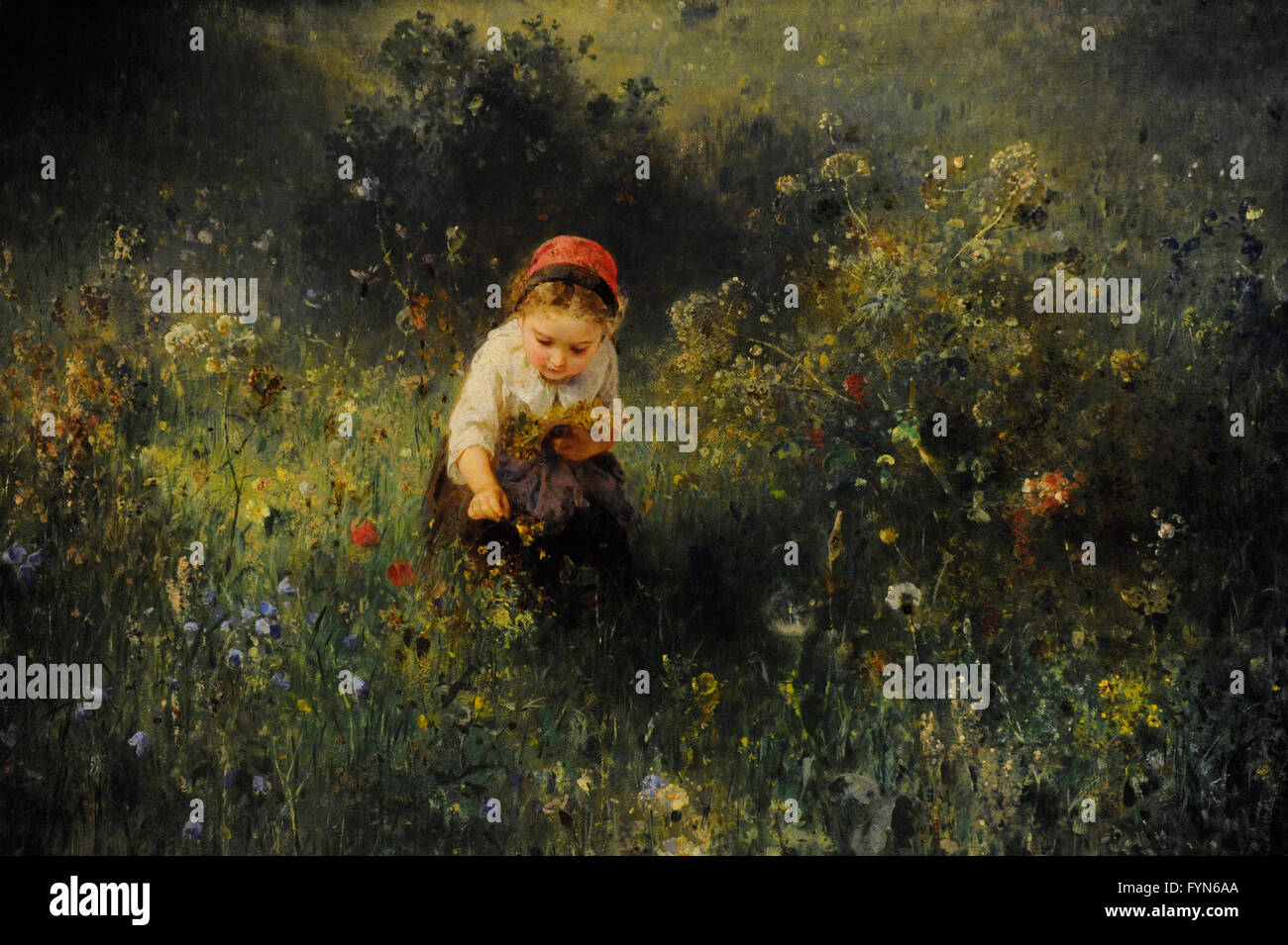 Ludwig Knaus (1829-1910). Deutscher Maler. Mädchen in einem Feld, 1857. Öl auf Leinwand. Die Eremitage. Sankt Petersburg. Russland. Stockfoto