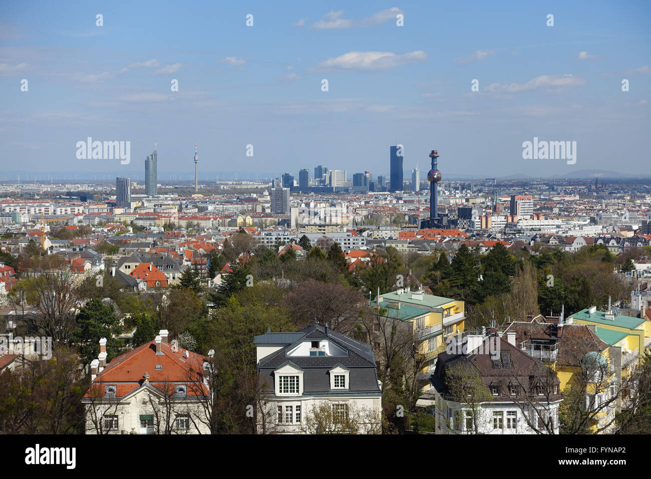 Wien, Blick Über Das Cottageviertel Radium Donau Stockfoto