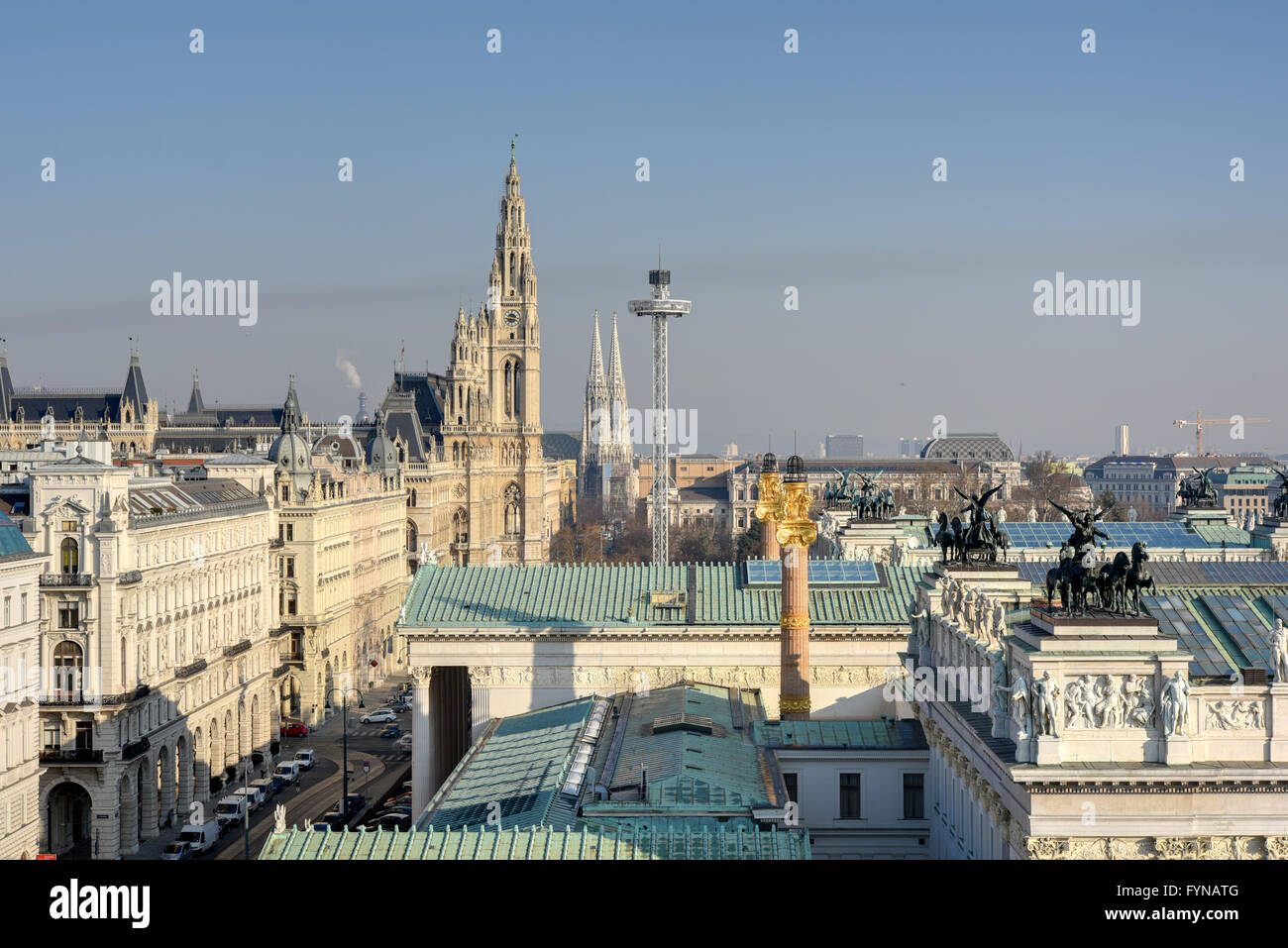 Wien, Blick Über sterben Ringstraße (Parlament, Rathaus) - Wien, Blick über die Ringstraße (Parlament, Rathaus) Stockfoto