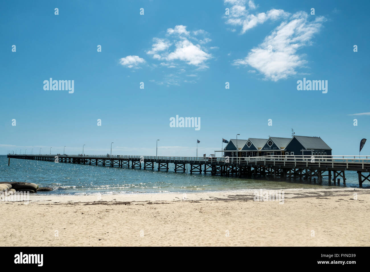 Busselton Jetty, Busselton, südlich von Perth, Westaustralien. Der längsten Holzsteg in der südlichen Hemisphäre Stockfoto