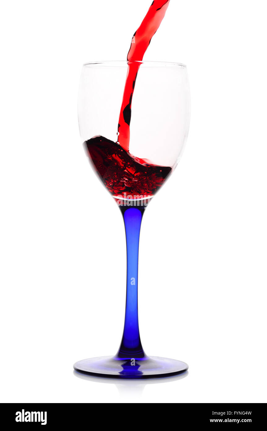 Rotweinglas, isoliert auf weiss Stockfoto