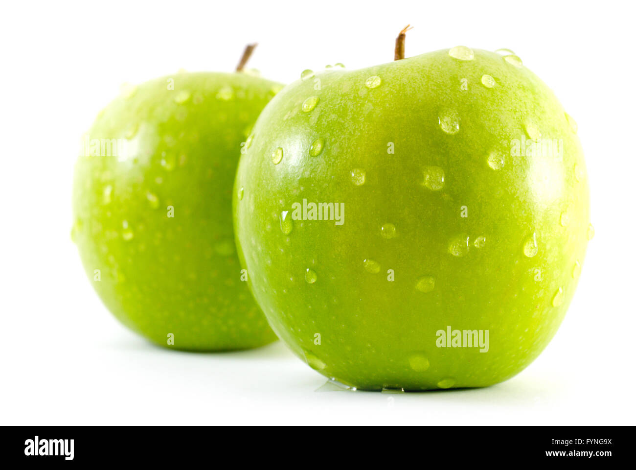Zwei frische grüne Äpfel Stockfoto