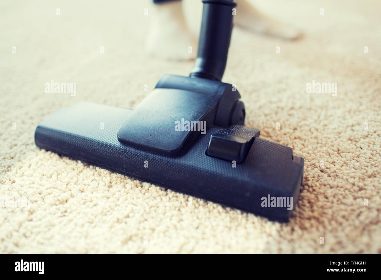 Nahaufnahme von Staubsauger Reinigung Teppich zu Hause Stockfoto