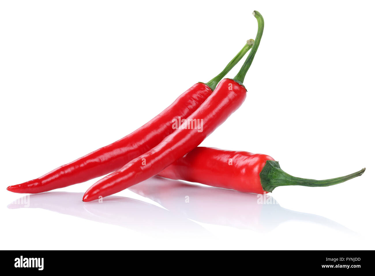 Red hot Chili peppers Pfeffer isoliert auf weißem Hintergrund Stockfoto