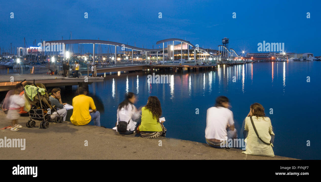 Rambla de Mar, Port Vell, Maremagnum, Barcelona, Spanien Stockfoto