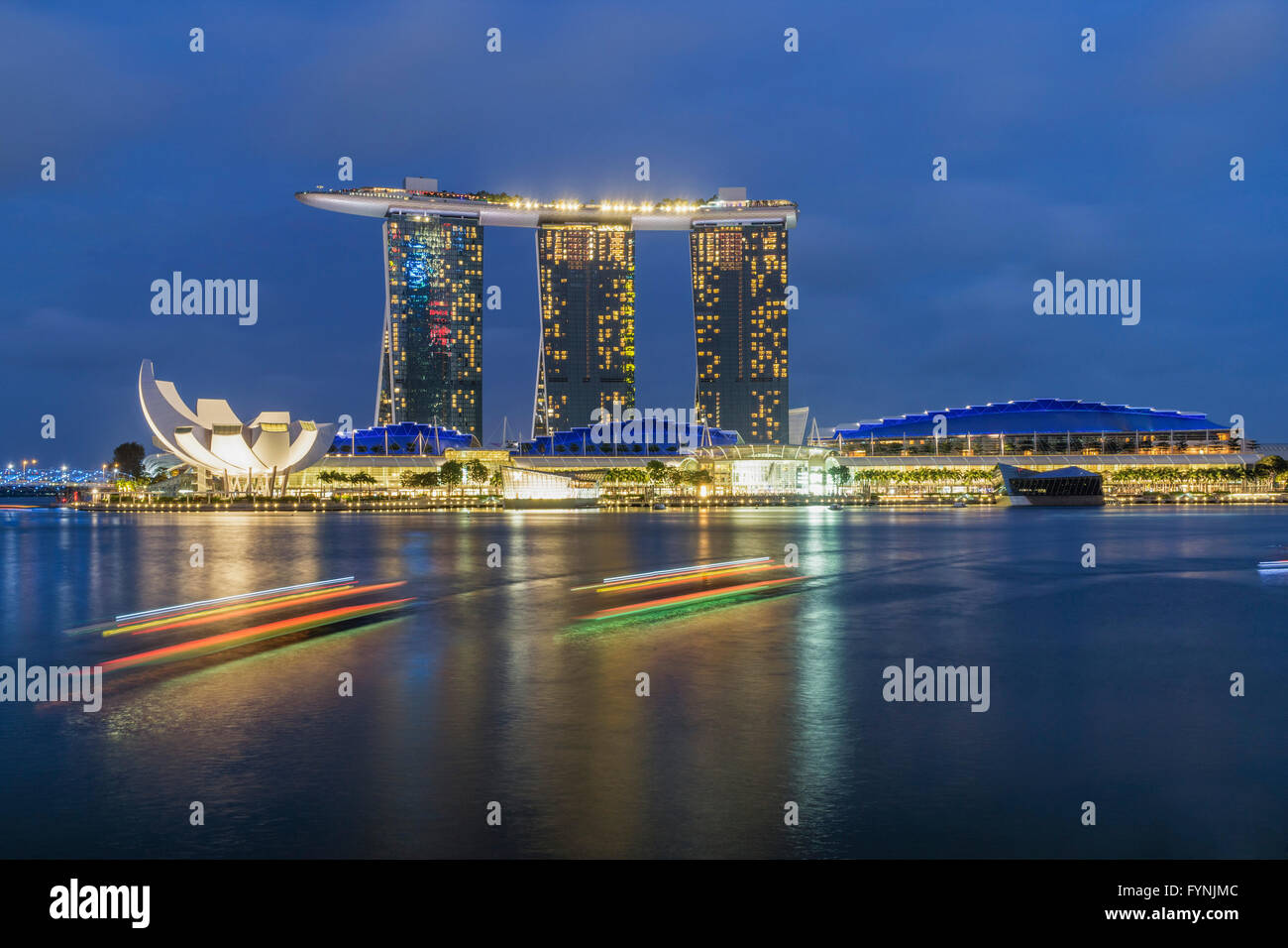 Marina Bay, Merlion, Marina Bay Sands Hotel, Singapur, Singapur, Südostasien, Stockfoto