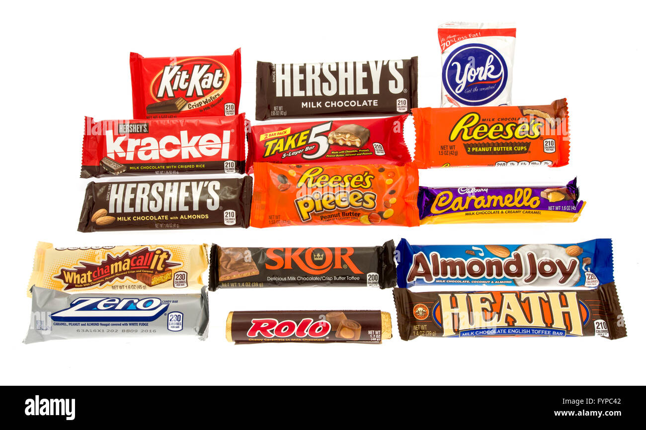 Winneconne, Wisconsin -27 Oktober 2015: beliebteste Schokoriegel der Hershey Company. Stockfoto