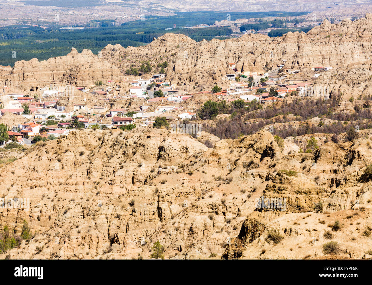 Ungewöhnliche Höhlenwohnungen in Los Banos in der Nähe von Guadix, Spanien Stockfoto