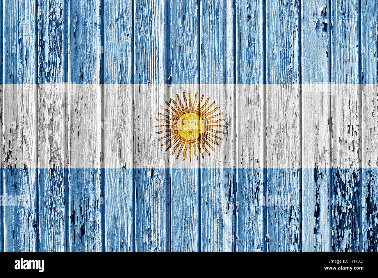 Flagge Argentiniens bemalt auf Holzrahmen Stockfoto