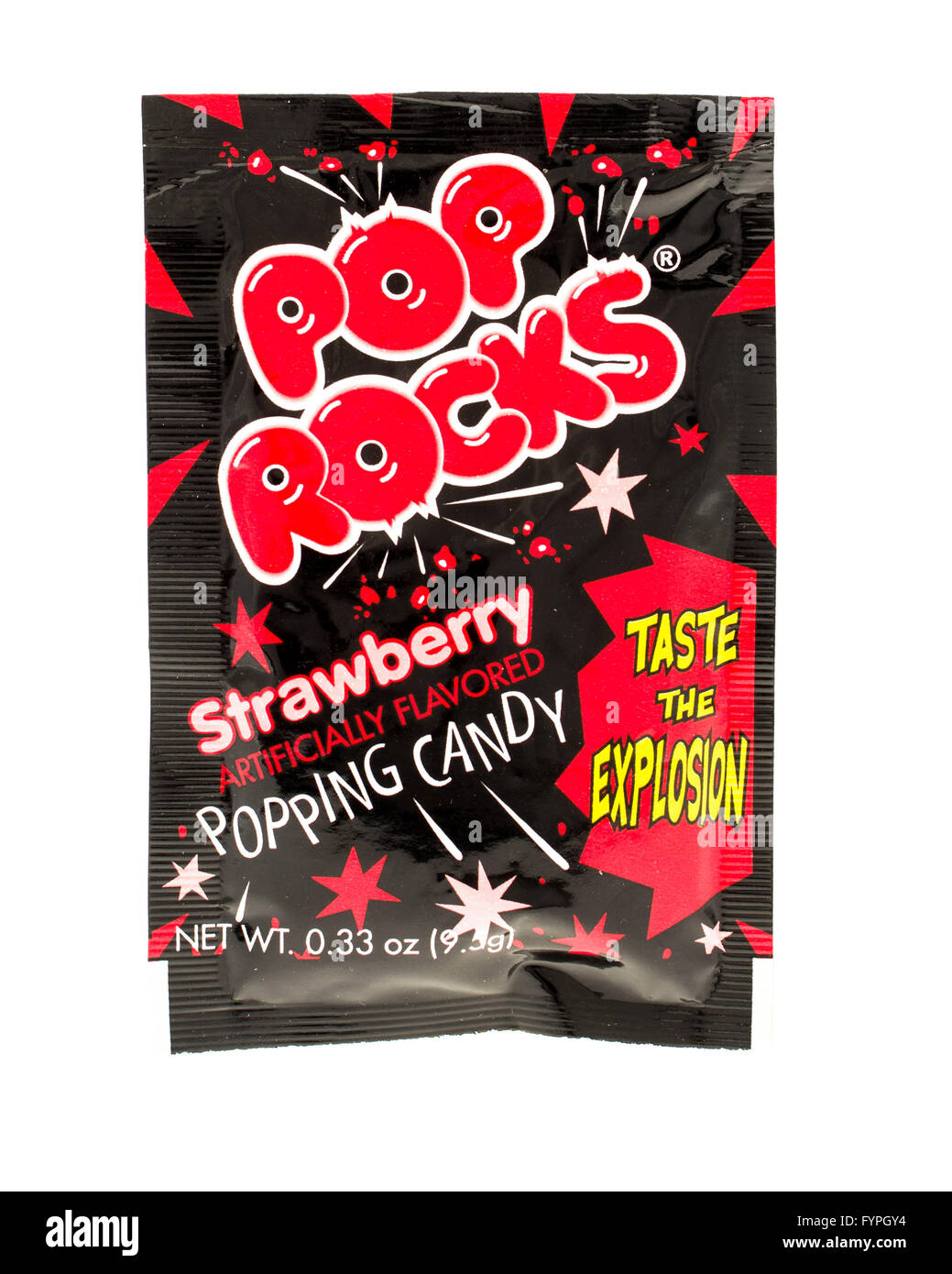 Winneconne, Wisconsin - 31. Mai 2015: Paket von Pop Rocks Bonbons in Erdbeergeschmack Stockfoto