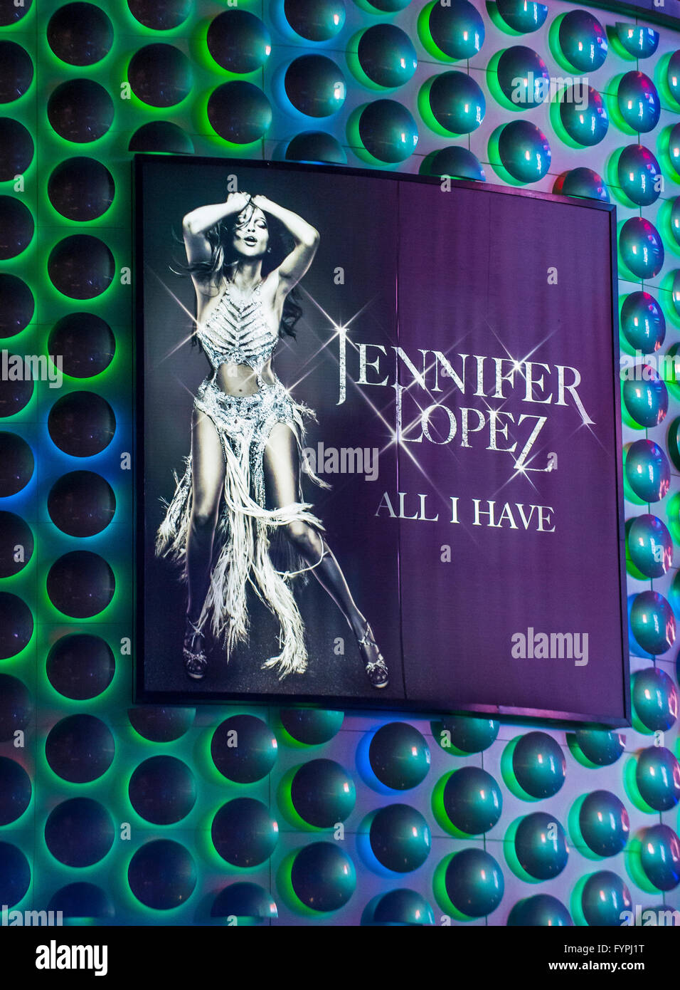 Jennifer Lopez anzeigen Plakat im Planet Hollywood Resort in Las Vegas Stockfoto