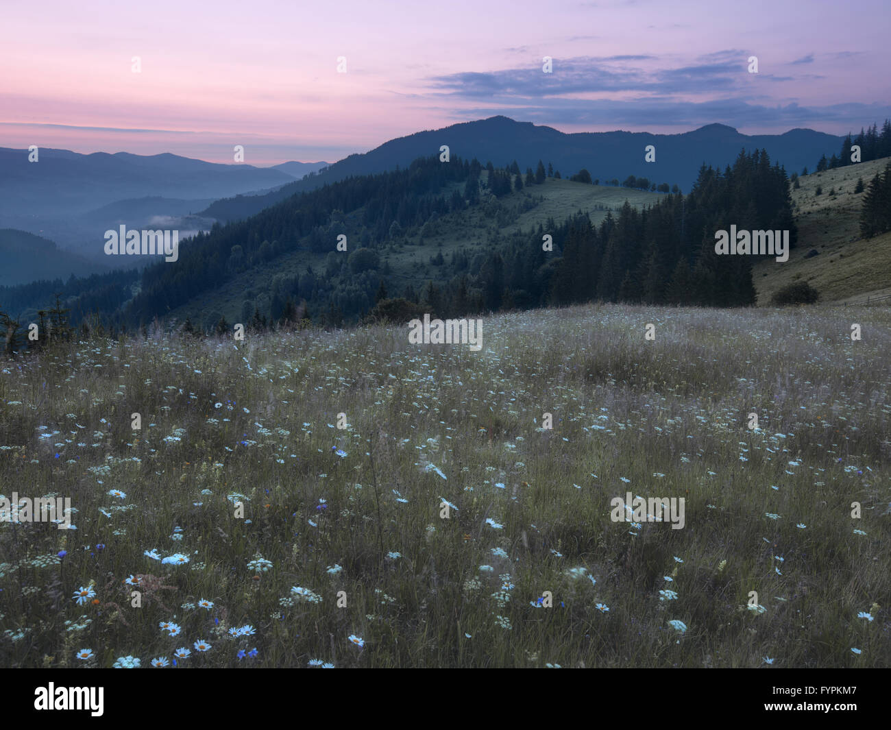 Berge Landschaft vor Sonnenaufgang Stockfoto