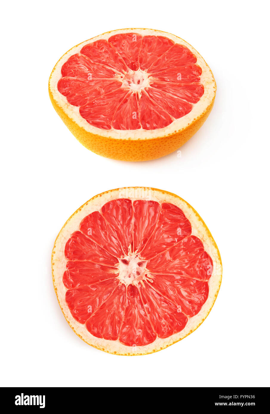 Getrocknete Grapefruit halbieren über dem weißen Hintergrund isoliert Stockfoto