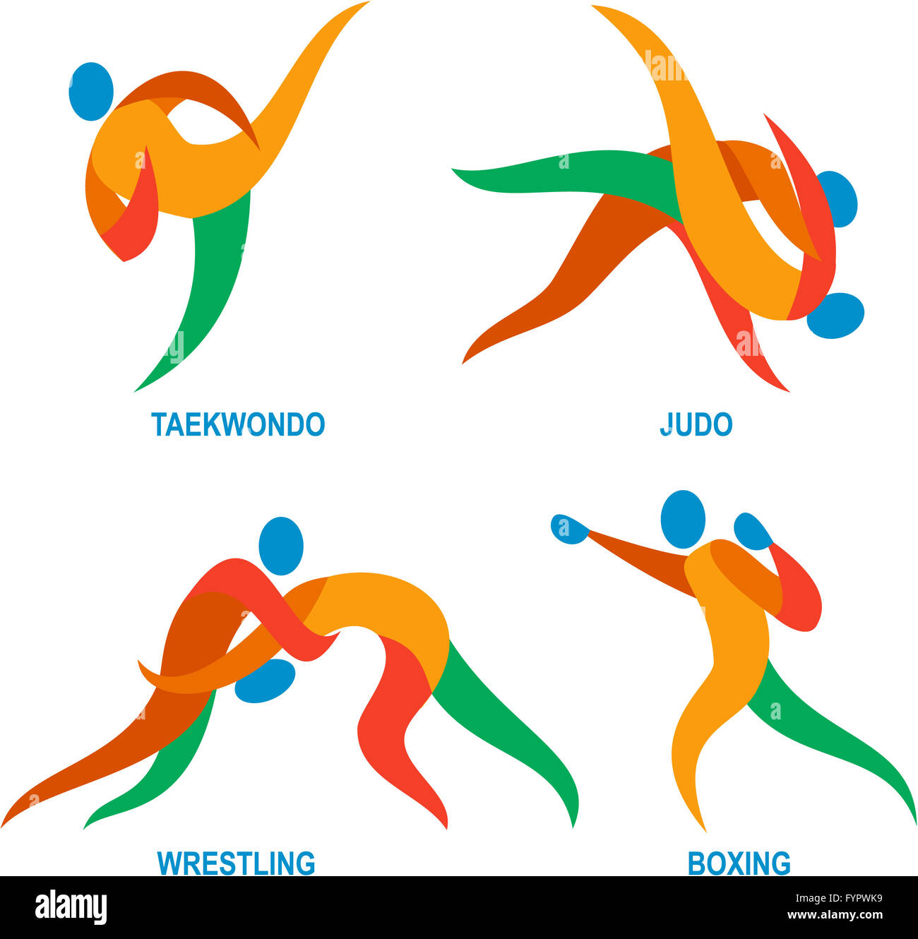 Judo Taekwondo Boxen Wrestiling Symbol Stockfotografie Alamy
