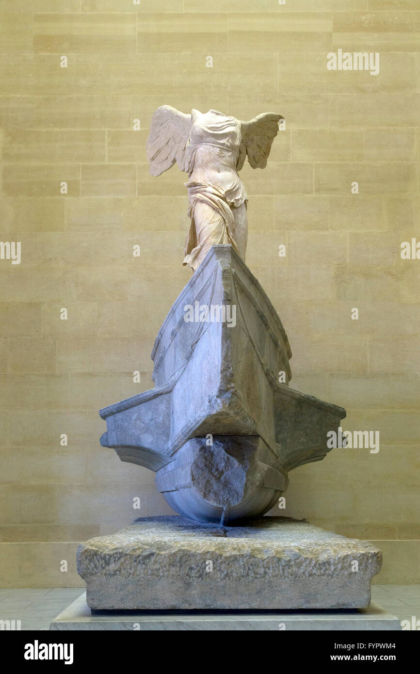 Winged Sieg von Samothrace Skulptur, 2. Jahrhundert v. Chr., Musée du Louvre Museum Paris Frankreich Europa Stockfoto