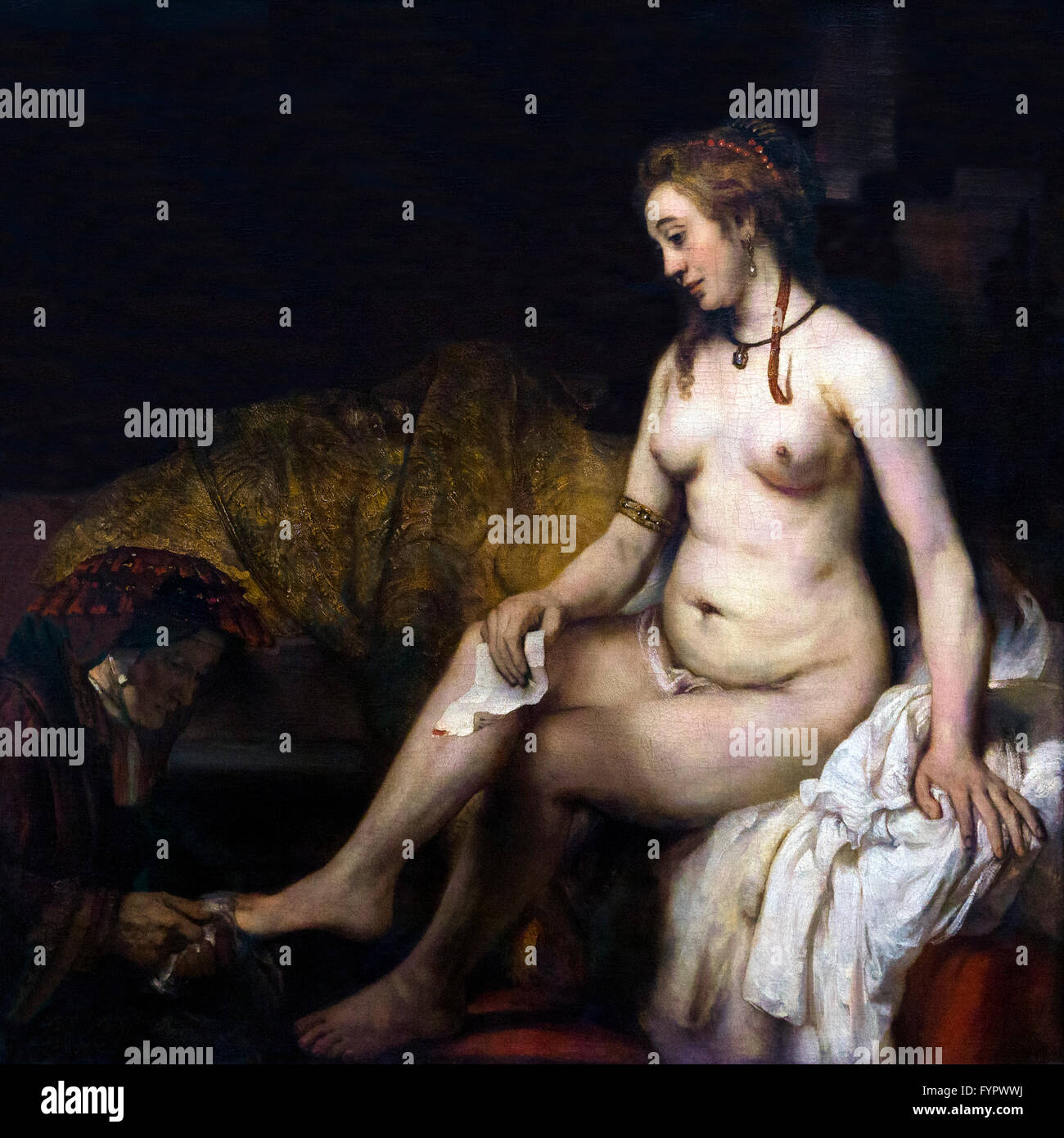 Baden Batseba, Bathseba im Bad hält Davids Brief von Rembrandt, 1654, Musée du Louvre, Paris Frankreich, Europa Stockfoto