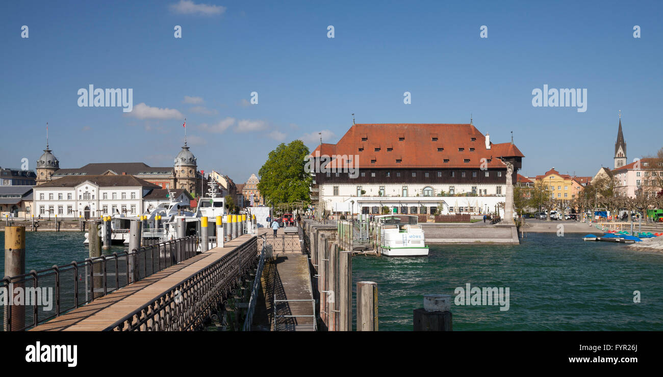 Hafen mit Konzilgebäude, Konzil Gebäude, Bodensee, Konstanz, Baden-Württemberg, Deutschland Stockfoto