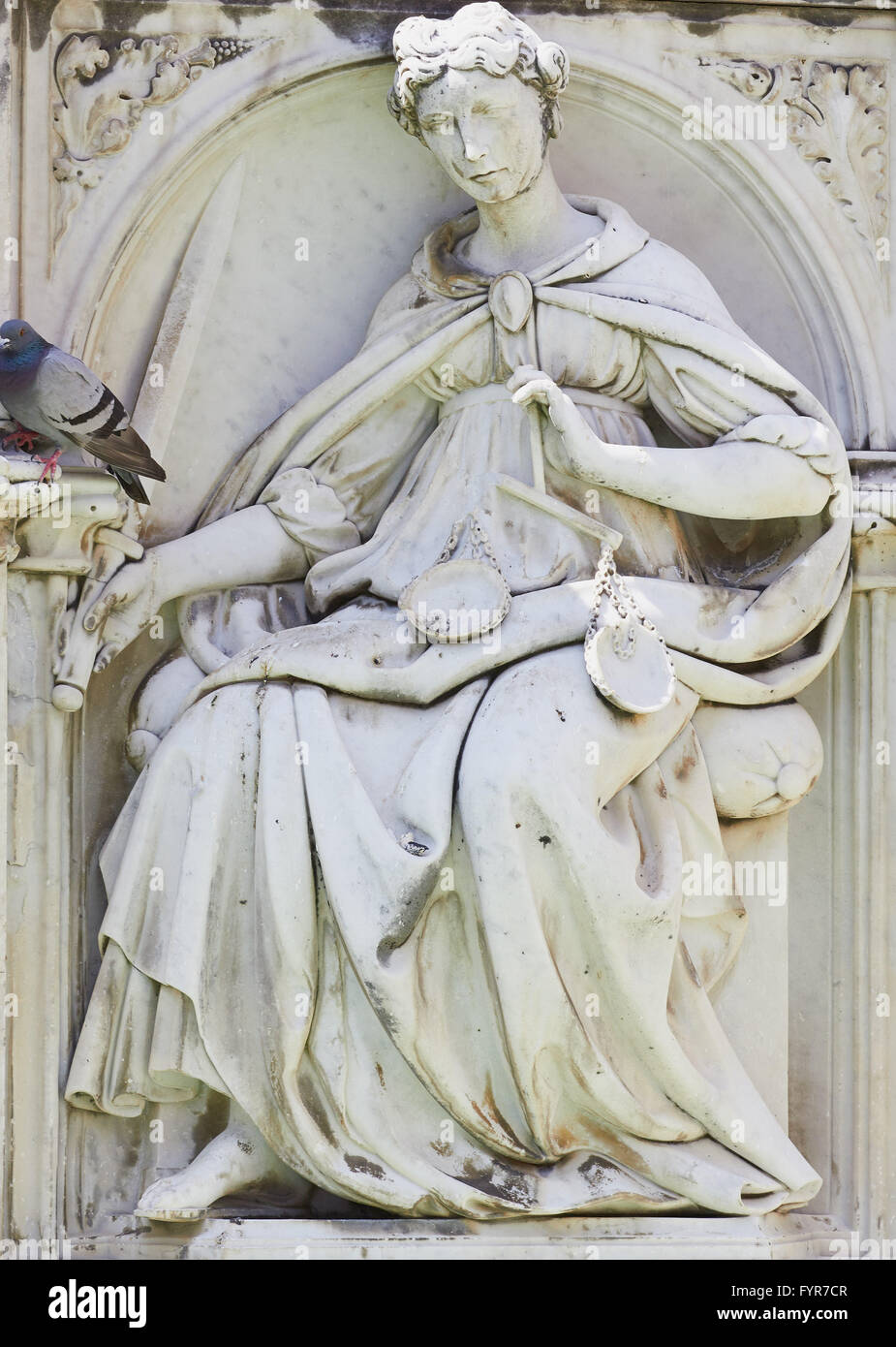 Bas Relief auf Fonte Gaia (Brunnen der Welt) Piazza del Campo Siena Toskana Italien Europa Stockfoto