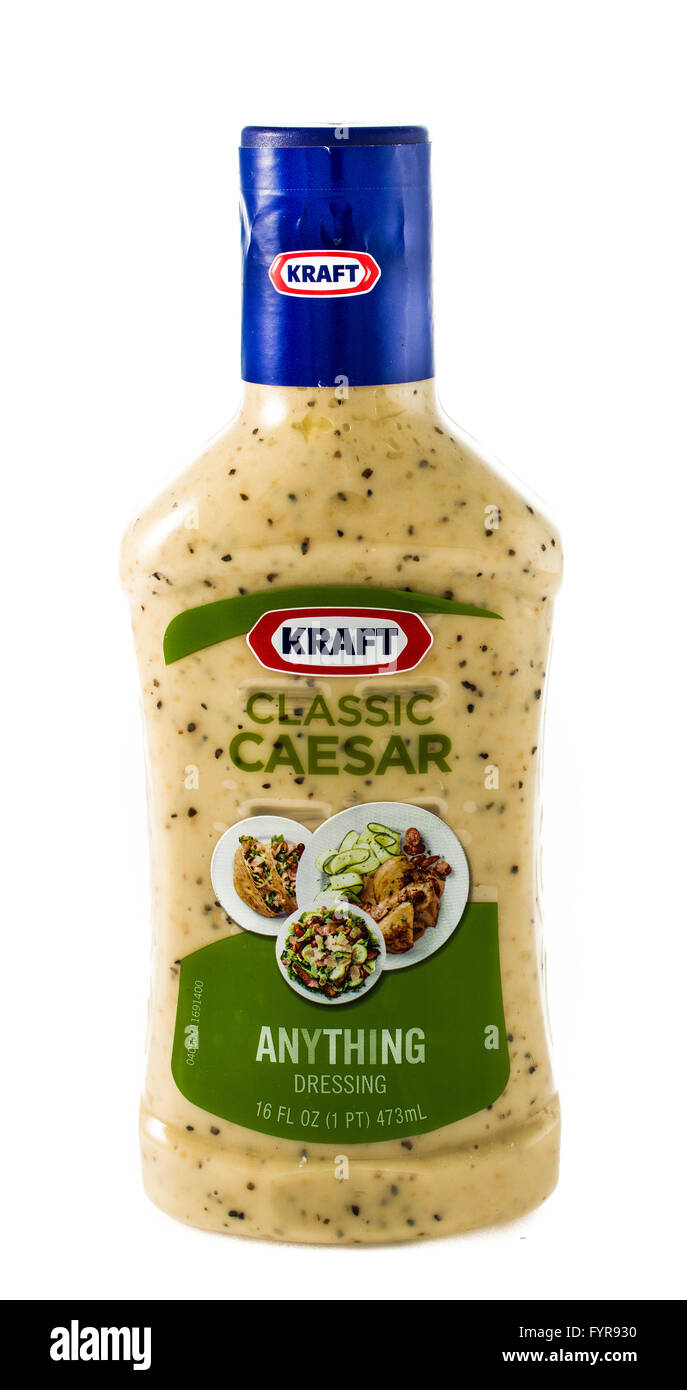 Winneconne WI - 30. Januar 2015: Flasche Kraft Classic Caesar-Salat-Dressing.  Kraft wurde 1903 gegründet und befindet sich in noch Stockfoto