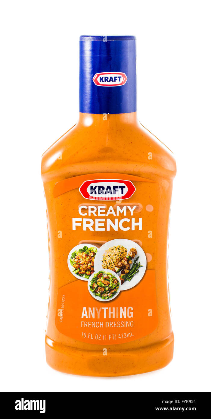 Winneconne WI - 30. Januar 2015: Flasche Kraft cremig französischer Salat-Dressing.  Kraft wurde 1903 gegründet und befindet sich in Nort Stockfoto