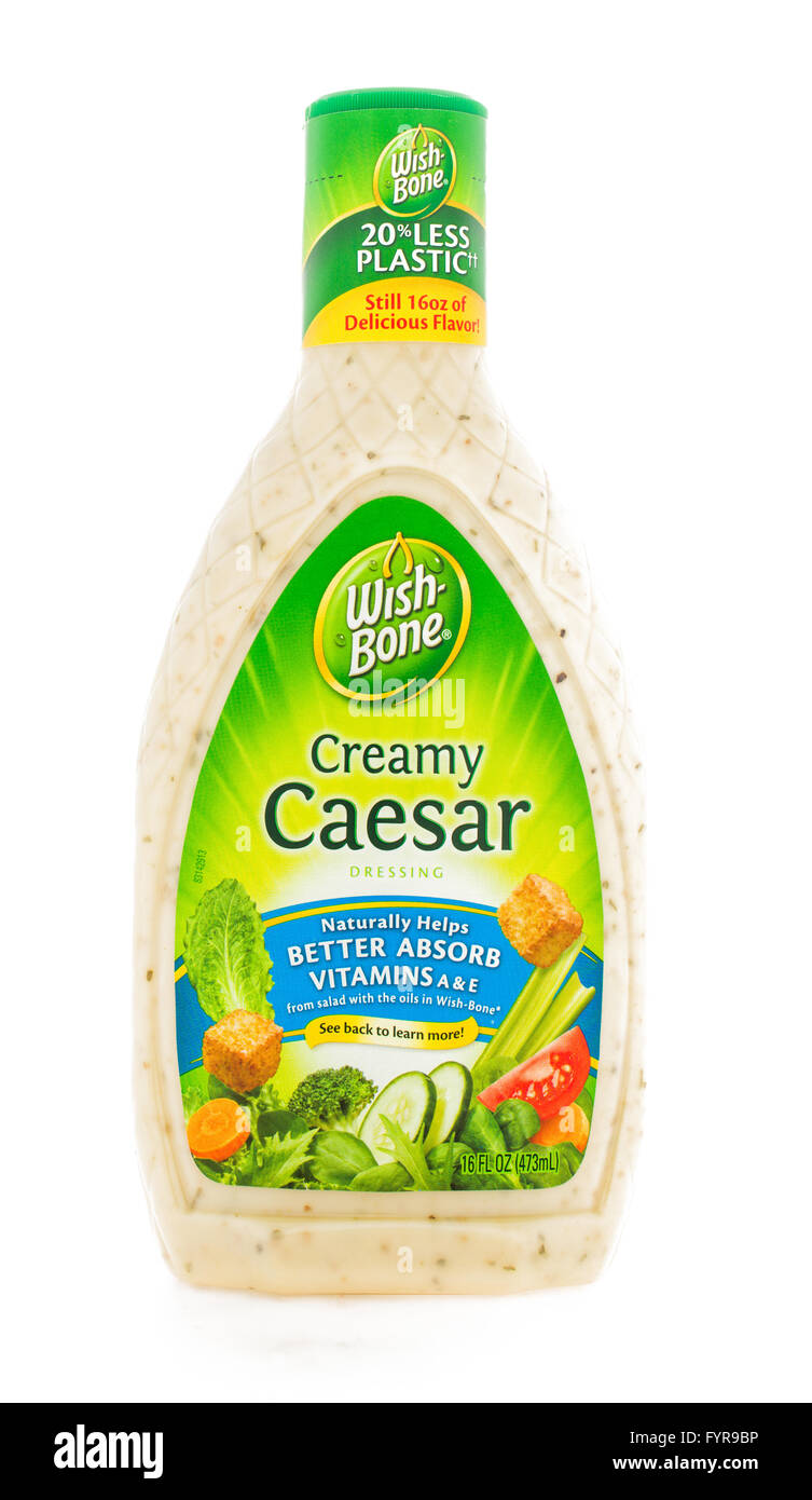 Winneconne, WI - 4February 2015: Flasche Wishbone cremig Caesar-Salat-Dressing 1945 gegründet und befindet sich in Parsippany, N Stockfoto