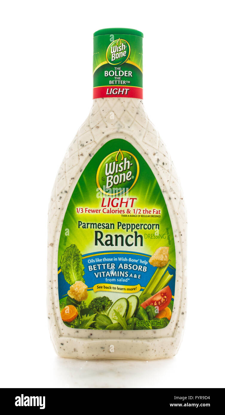 Winneconne, WI - 4February 2015: Flasche von Wishbone Licht Parmesan Peppercorn Ranch Salatdressing 1945 gegründet und ist zu finden Stockfoto
