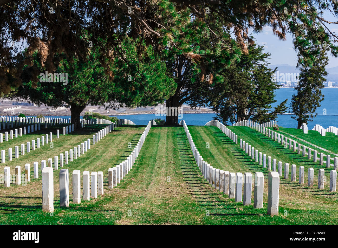 militärische Grabsteine auf dem Fort Rosecrans national Cemetery, point Loma, San Diego, ca uns Stockfoto